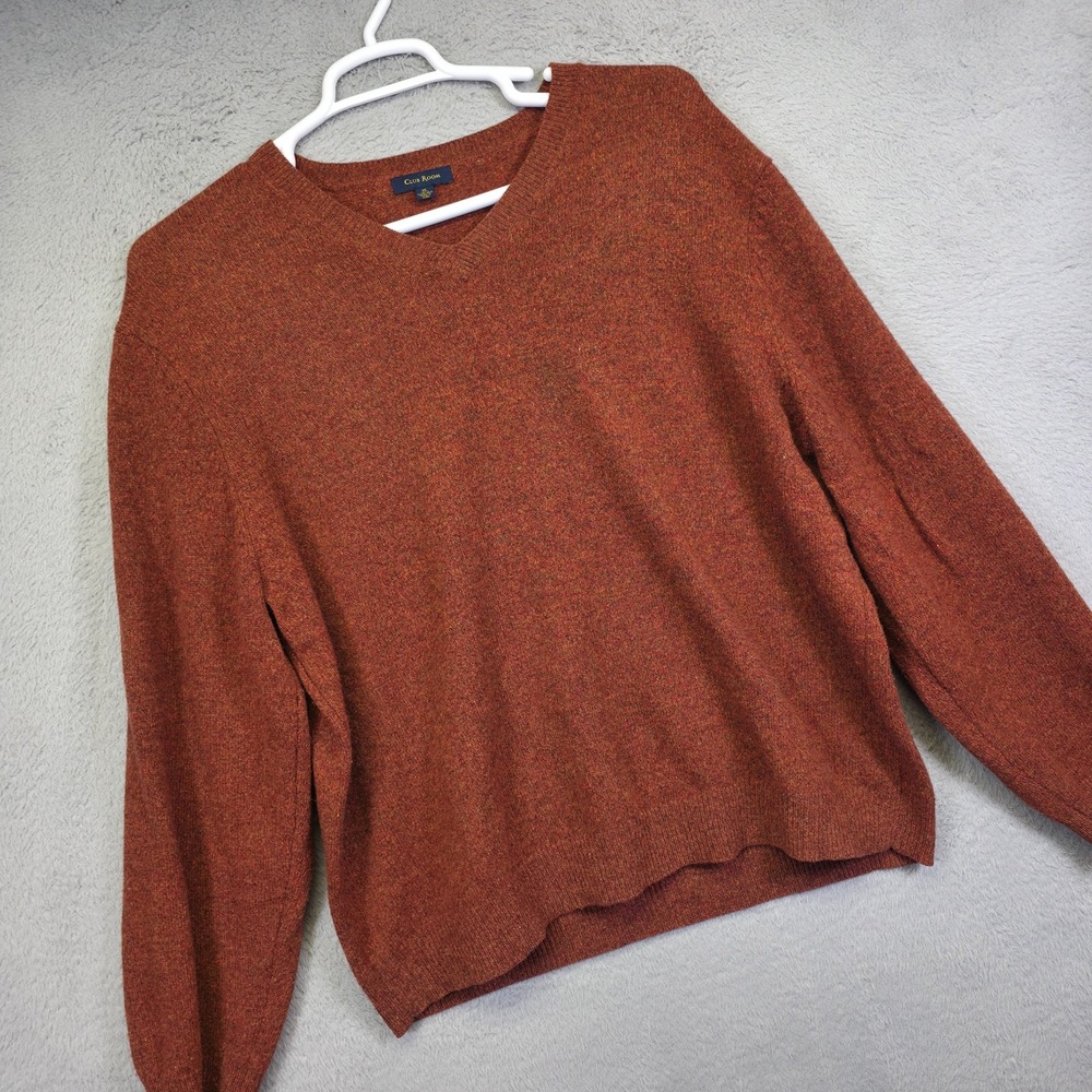 Club Room Sweater Mens‎ XL Orange Lambswool Preppy Classic Academia Minimalist